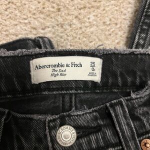 Abercrombie The Dad High Rise Black Ripped Denim Jeans 25